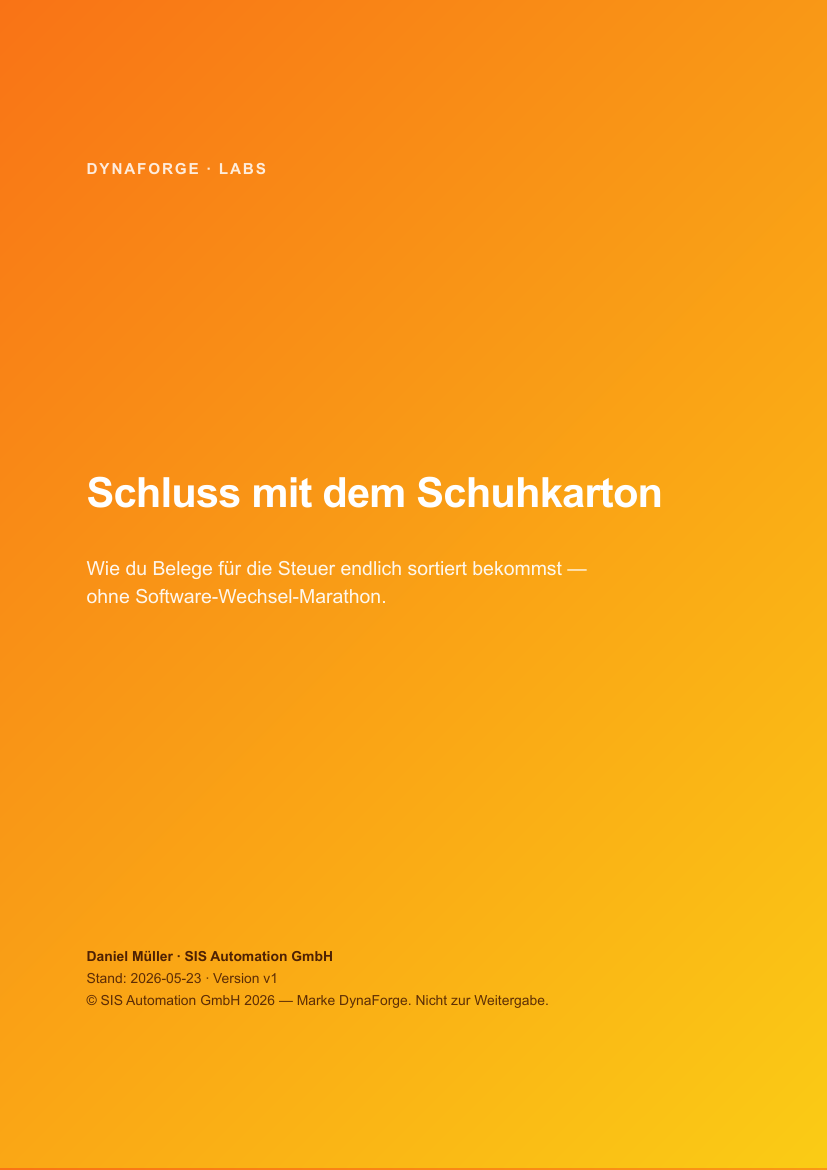 Titelseite des Ratgebers „Schluss mit dem Schuhkarton“